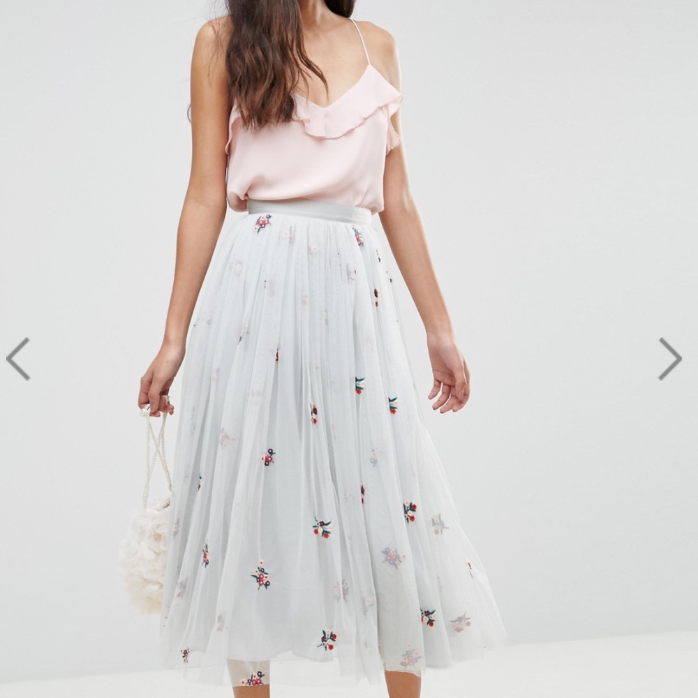 ASOS floral tulle midi skirt